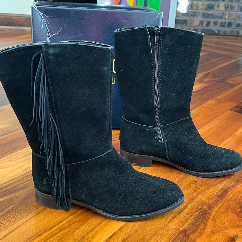 Ralph Lauren Fringe suede boots big girl size 4, NEW